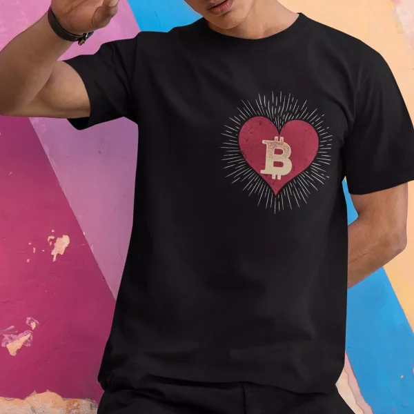 Crypto t-shirts for men and women - BTC Heart 2