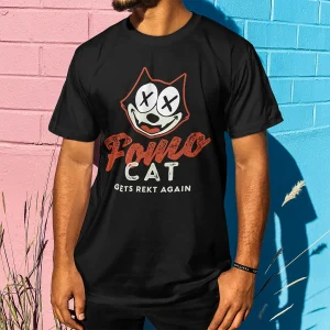 Crypto t-shirts for men and women - FOMO Cat